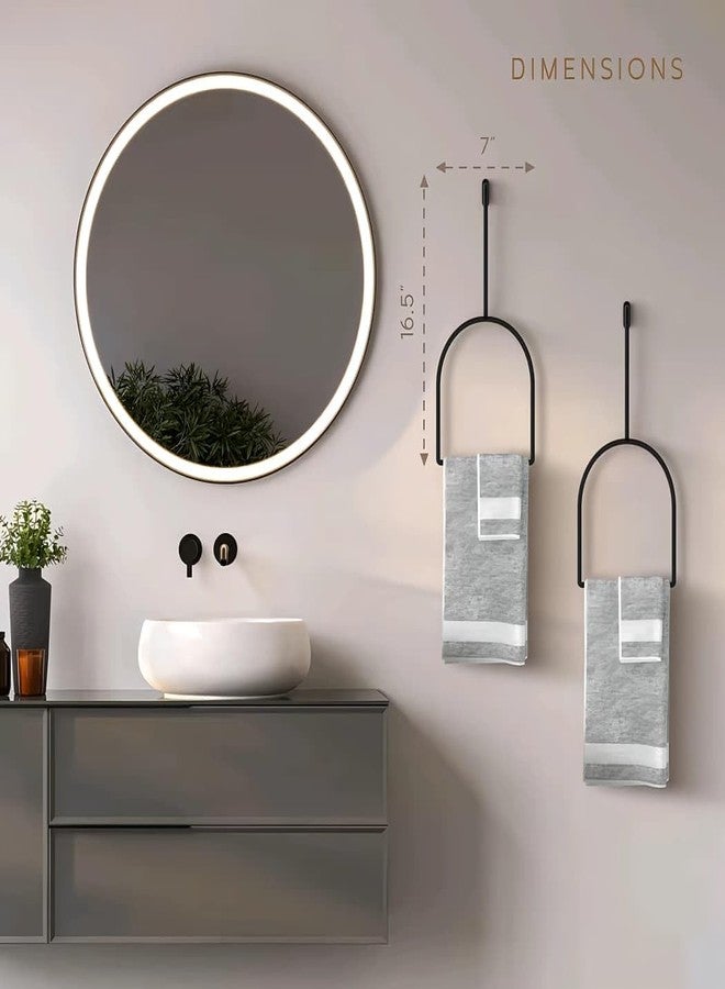 Yookeer حلقة مناشف، معدن أسود، تصميم مقوس، حامل مناشف في الحمام، علاقة مناشف لحوض الغسيل، علاقة مناشف للحمام تُعلق على الحائط، 7 × 16.5 بوصة، حامل مناشف يُثبت على الحائط للحمام (مجموعة من قطعة واحدة) - Image 2